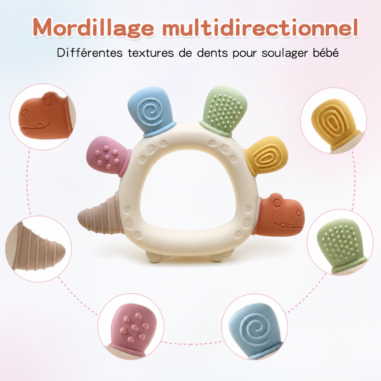 Jouet de dentition dinosaure en silicone