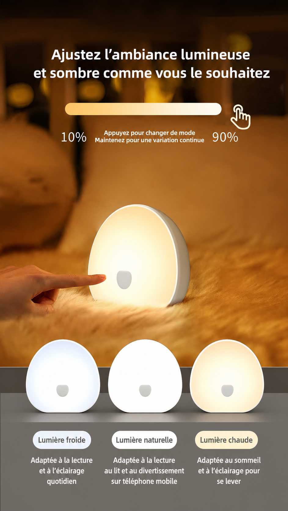 Machine à bruit blanc de sommeil rvb avec son apaisant, veilleuse LED rechargeable tactile, lampe audio et de sommeil relaxante pour bébé