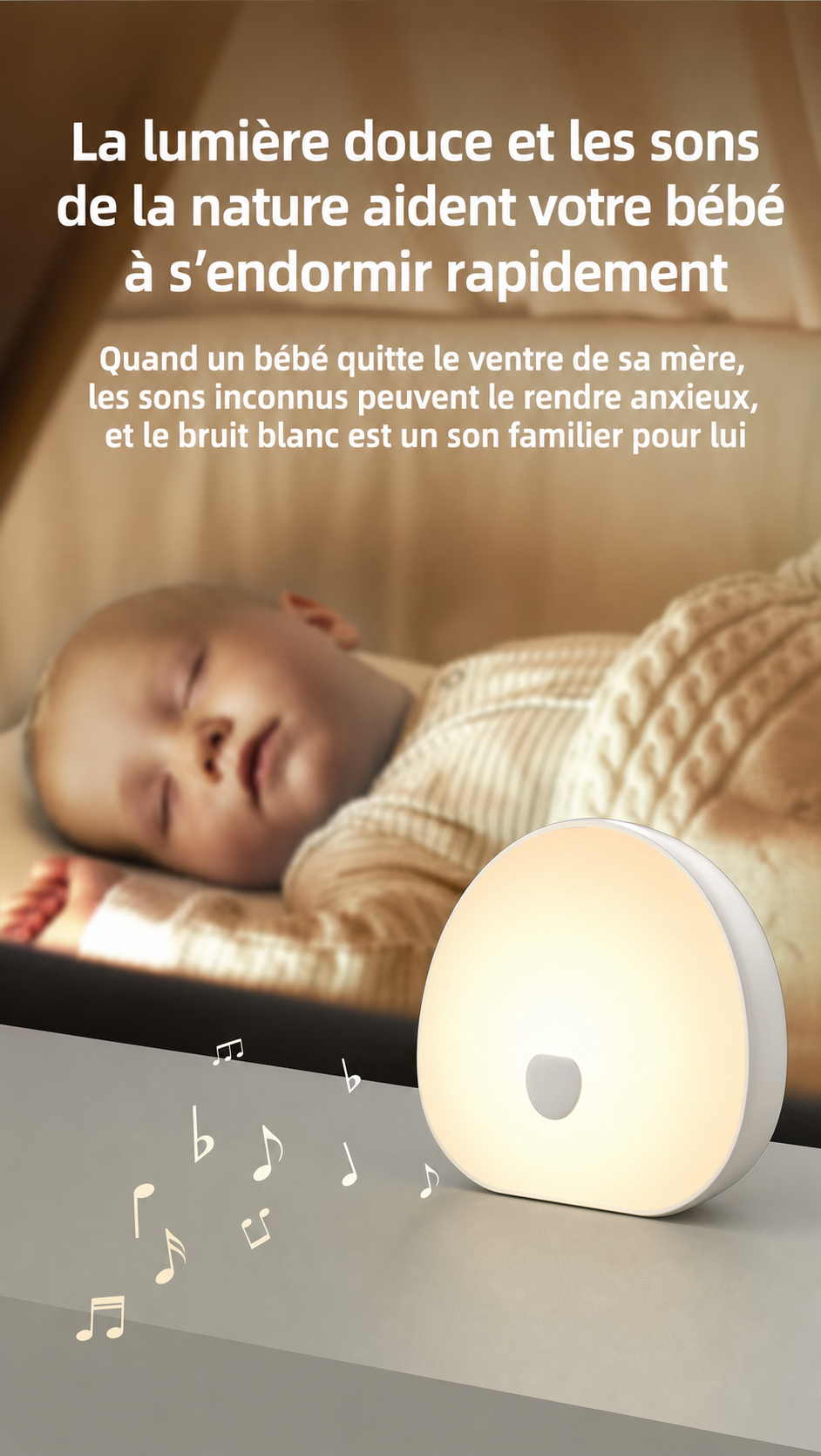 Machine à bruit blanc de sommeil rvb avec son apaisant, veilleuse LED rechargeable tactile, lampe audio et de sommeil relaxante pour bébé