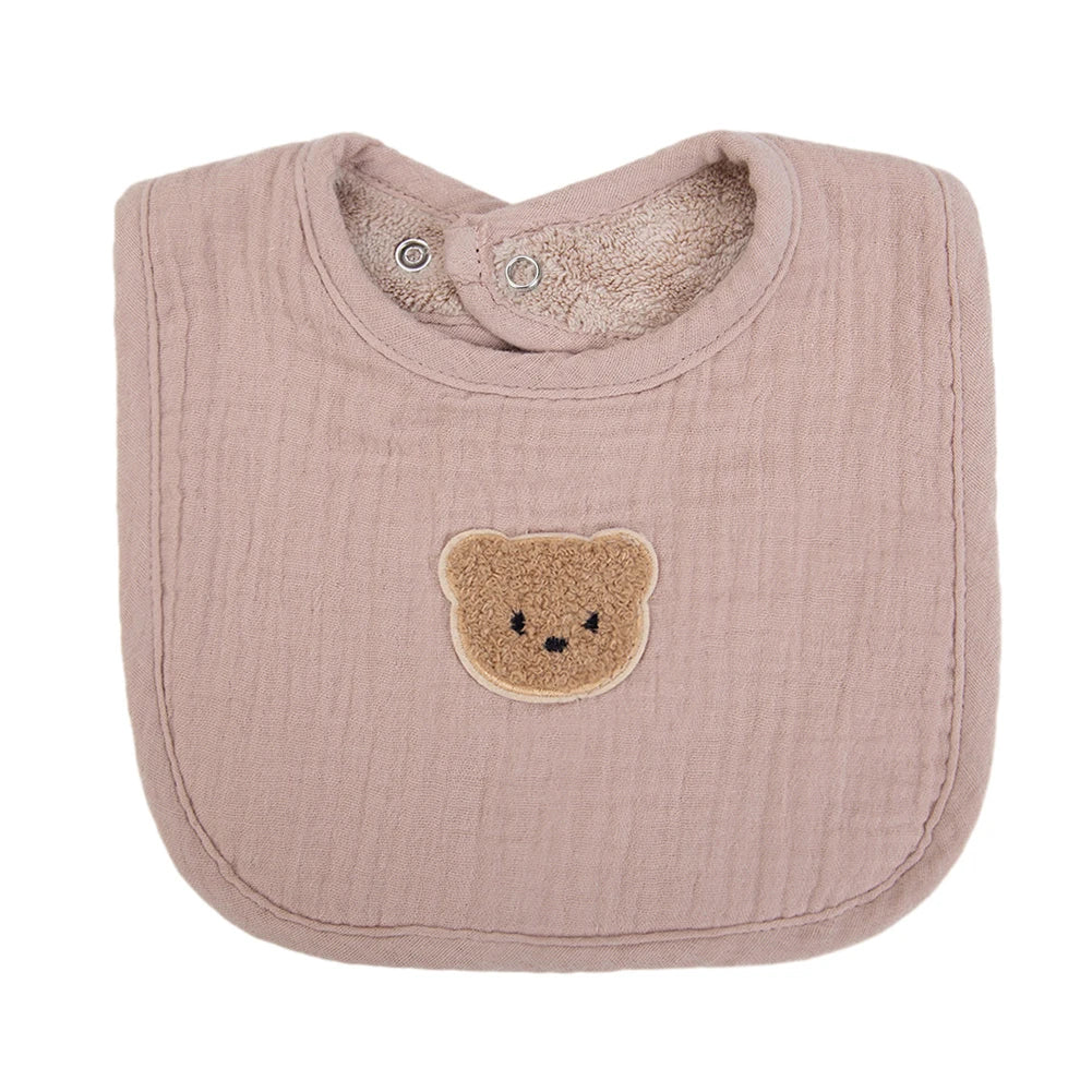 Bavoirs pour bébé - Ours mignon en coton mousseline – de 0 à 1 an