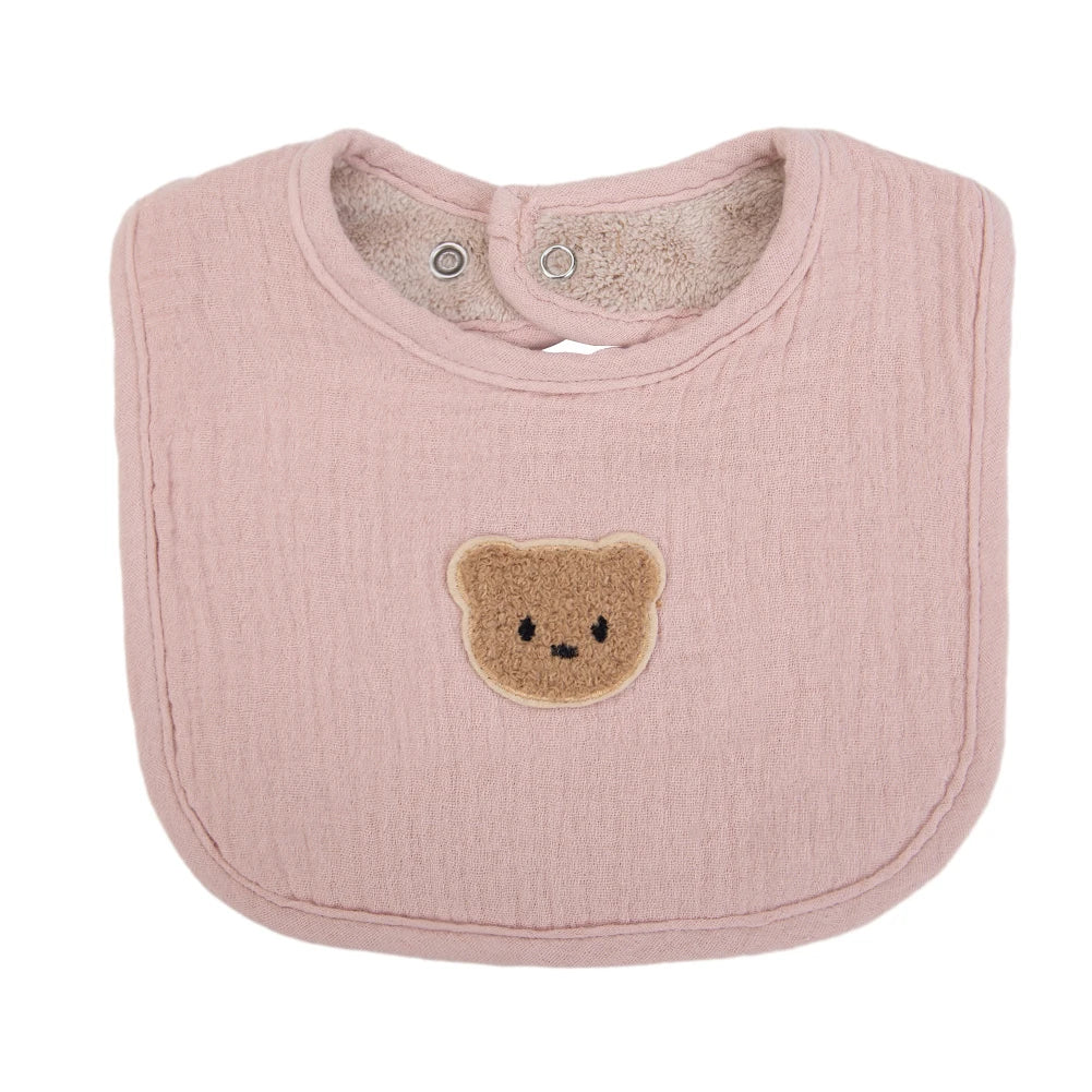 Bavoirs pour bébé - Ours mignon en coton mousseline – de 0 à 1 an