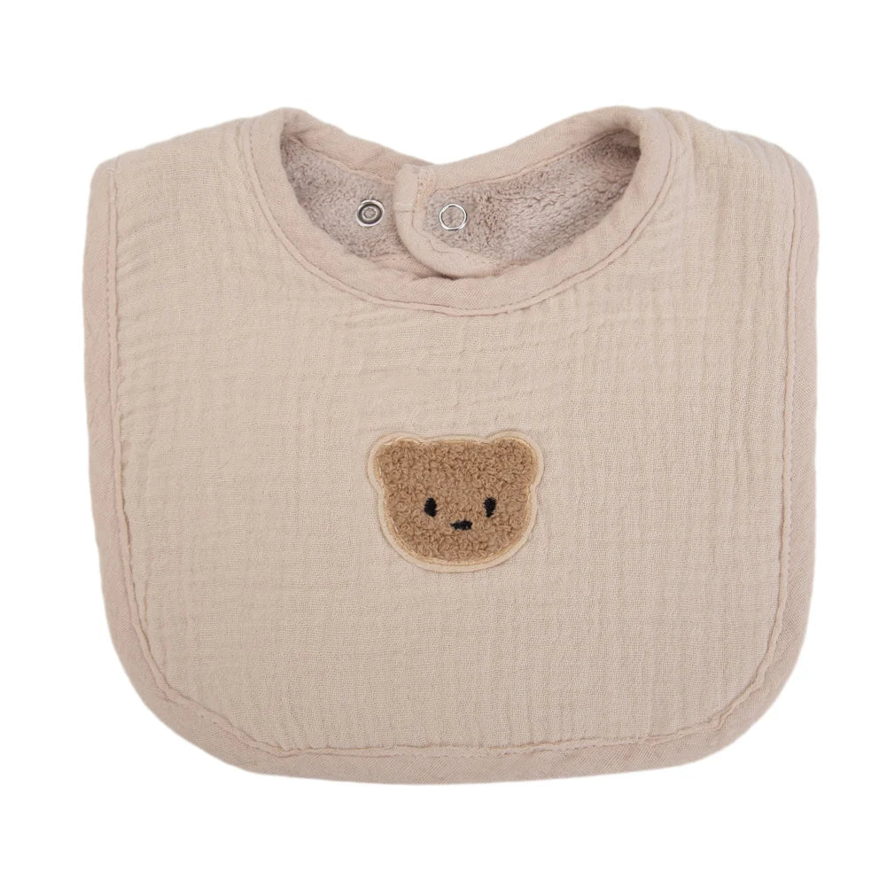 Bavoirs pour bébé - Ours mignon en coton mousseline – de 0 à 1 an