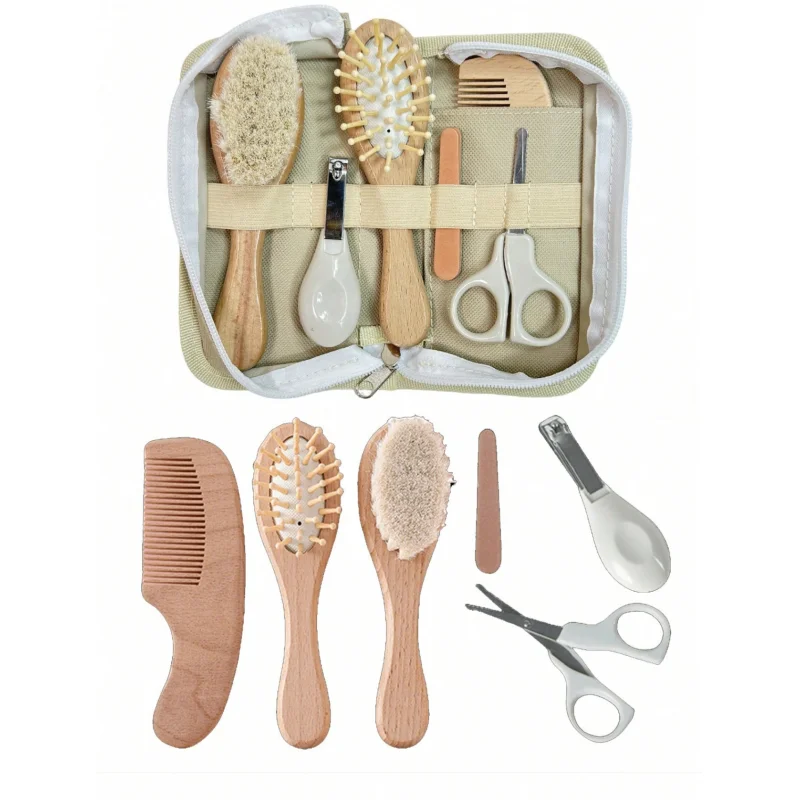 Kit de soins pour bébé à 6 pièces : Inhalateur nasal, coupe-ongles, brosse, lime, peigne et ciseaux