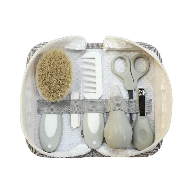 Kit de soins pour bébé à 6 pièces : Inhalateur nasal, coupe-ongles, brosse, lime, peigne et ciseaux