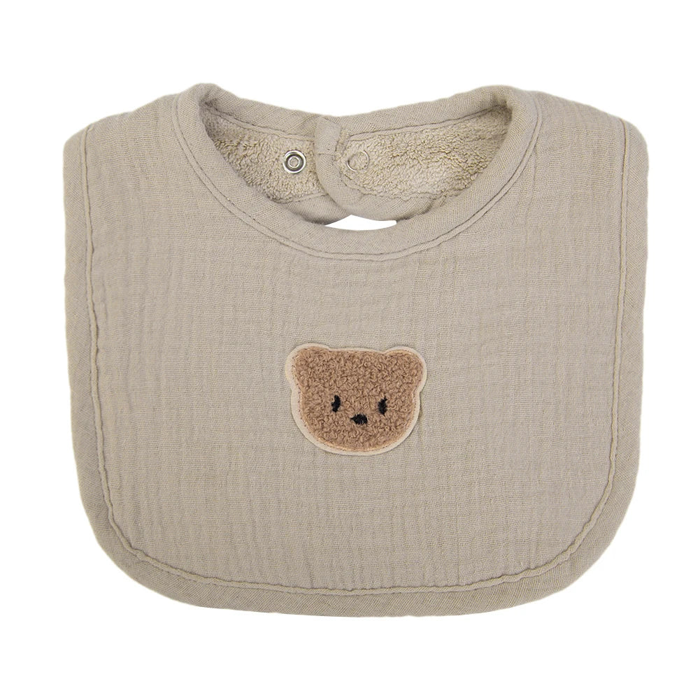 Bavoirs pour bébé - Ours mignon en coton mousseline – de 0 à 1 an