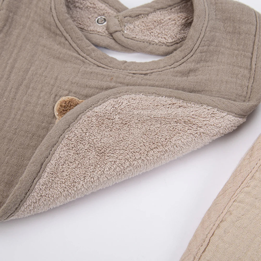 Ours mignon en coton mousseline – Bavoirs pour bébé