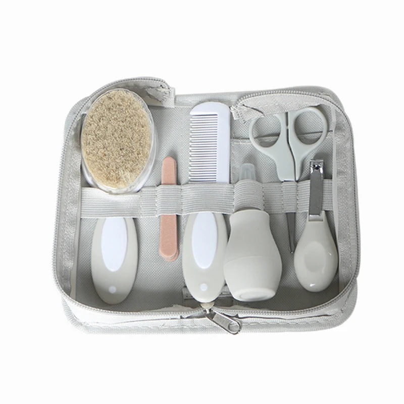 Kit de soins pour bébé à 6 pièces : Inhalateur nasal, coupe-ongles, brosse, lime, peigne et ciseaux