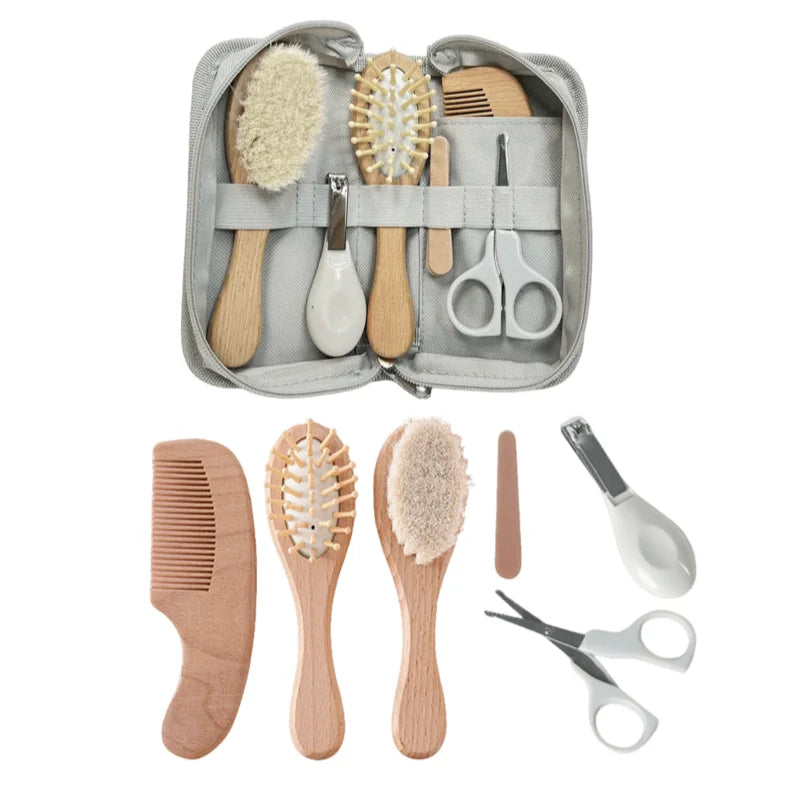 Kit de soins pour bébé à 6 pièces : Inhalateur nasal, coupe-ongles, brosse, lime, peigne et ciseaux