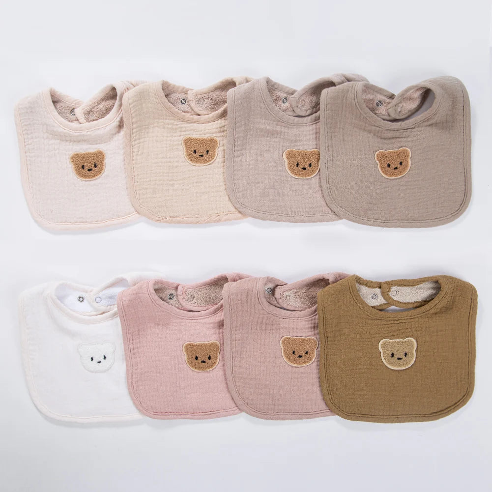 Ours mignon en coton mousseline – Bavoirs pour bébé
