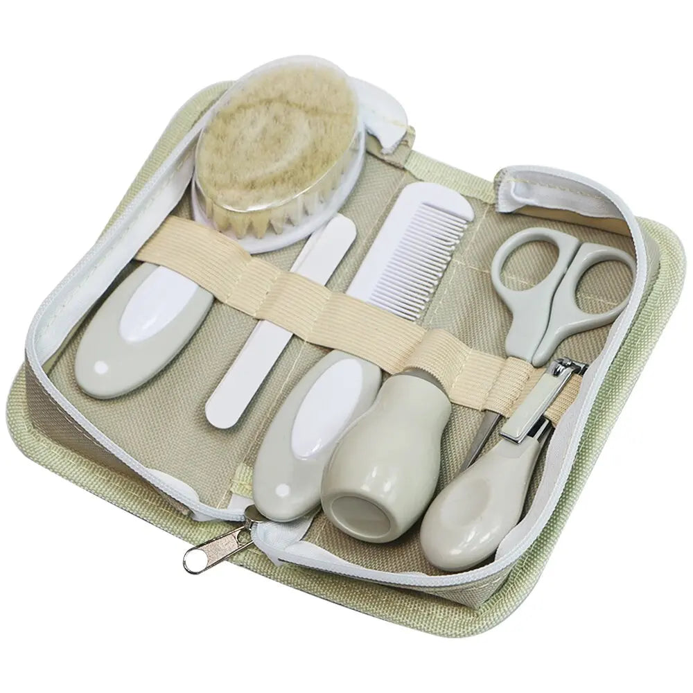Kit de soins pour bébé à 6 pièces : Inhalateur nasal, coupe-ongles, brosse, lime, peigne et ciseaux
