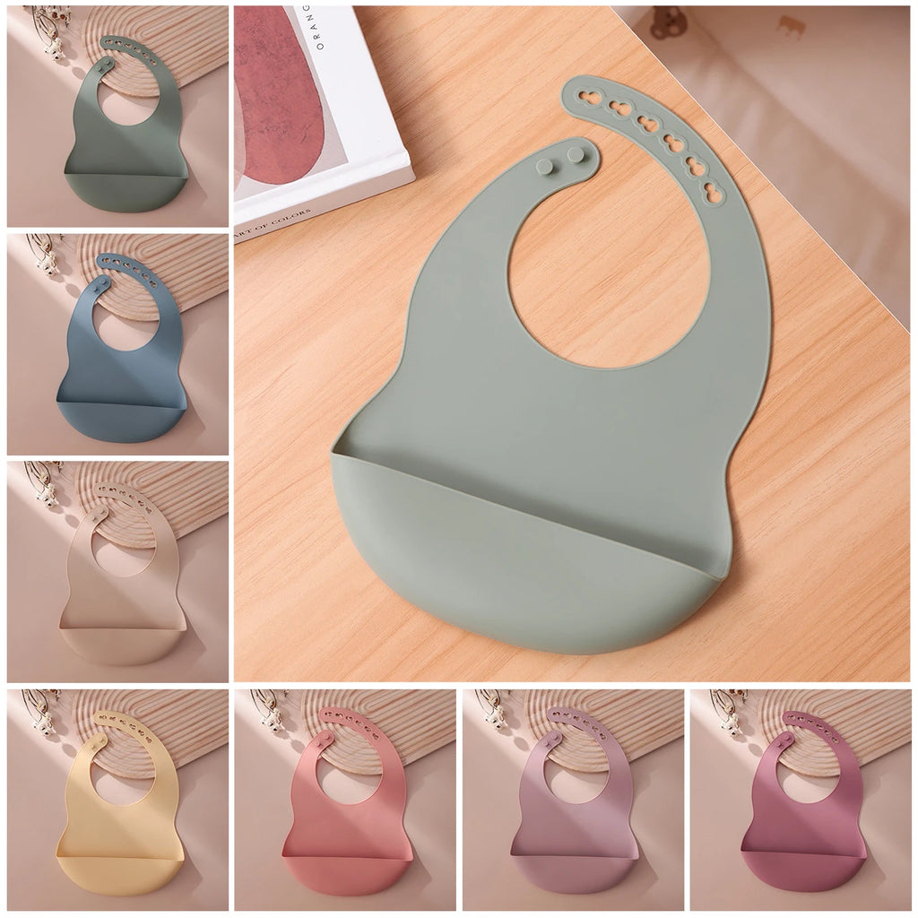Bavoir en Silicone Ajustable & Imperméable – L’essentiel pour Bébé
