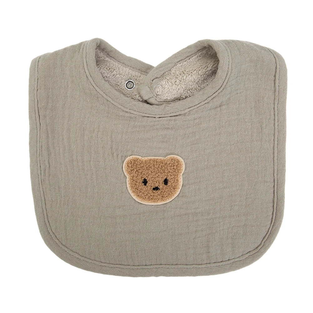 Bavoirs pour bébé - Ours mignon en coton mousseline – de 0 à 1 an