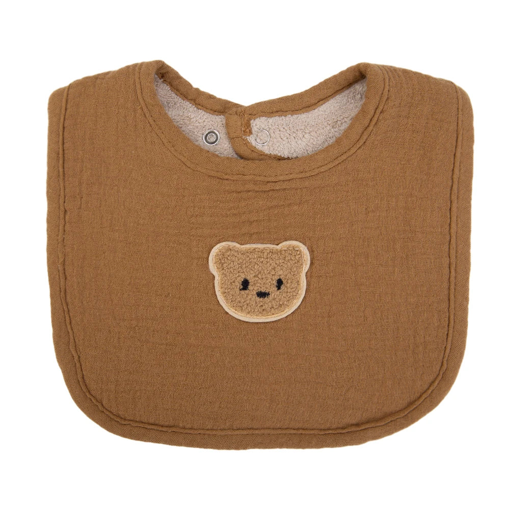 Bavoirs pour bébé - Ours mignon en coton mousseline – de 0 à 1 an