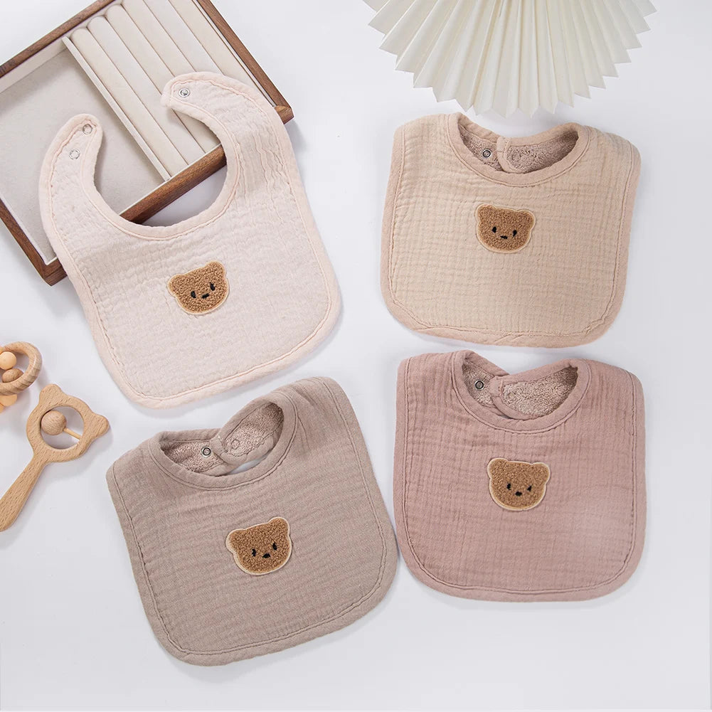 Ours mignon en coton mousseline – Bavoirs pour bébé
